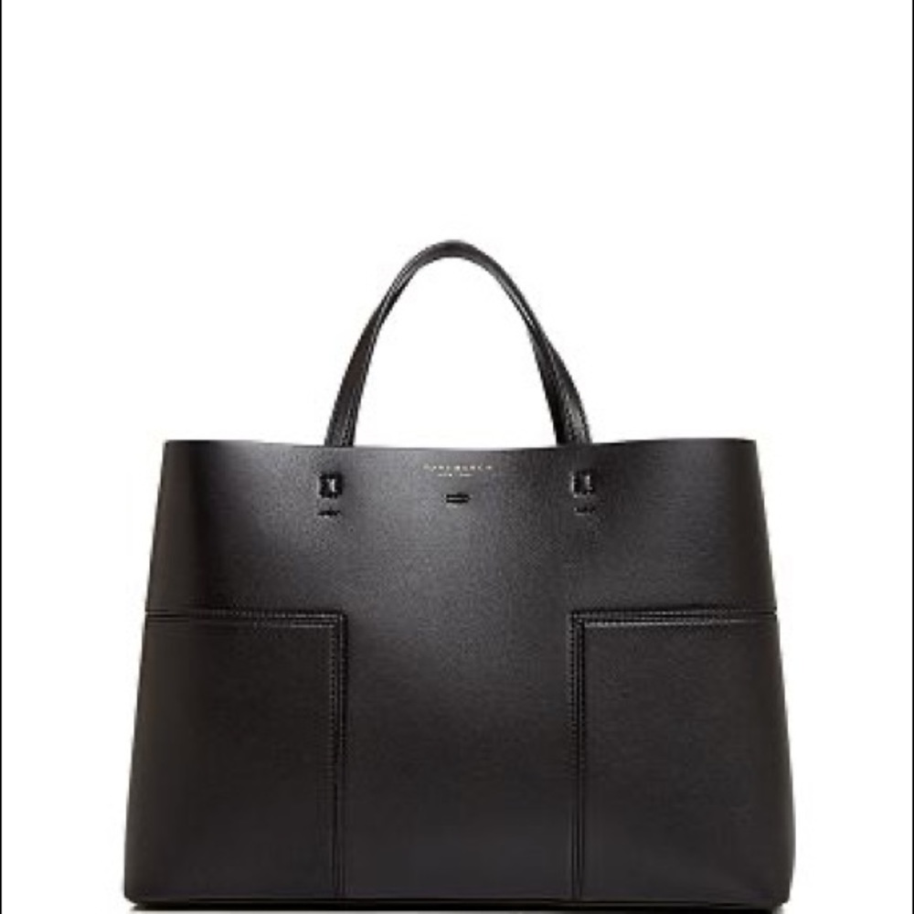 Tory Burch T Block Triple Compartment Leather Tote